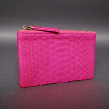 Load image into Gallery viewer, Pink Fuchsia Python Leather Zip Pouch
