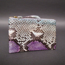 Cargar imagen en el visor de la galería, Multicolor Lilac Aqua Python  Leather Zip Pouch
