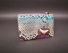 Load image into Gallery viewer, Multicolor Lilac Aqua Leather Zip Pouch
