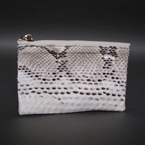 Natural Snakeskin Python Leather Zip Pouch
