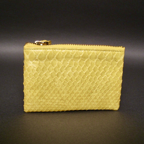 Yellow  Python  Leather Zip Pouch